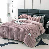 Комплект постельного белья двусторонний велюр SADA Lux евро бежево-розовый (776698) GG, код: 8331963