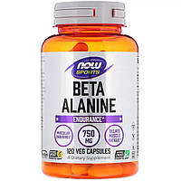 Бета-Аланин Now Foods Beta-Alanine 750 мг 120 вегетарианских капсул (NF2008) GG, код: 1772547