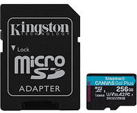 Карта памяти Kingston microSDXC 256GB Canvas Go+ U3 V30 (SDCG3 256GB) + Адаптер (6552771) IN, код: 1859829