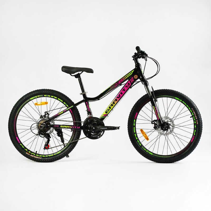 Велосипед Спортивний Corso «GRAVITY» 24" дюйми GR-24617 (1) рама алюмінієва 12’’, обладнання Shimano 21