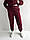 Спортивний костюм жіночий бордовий худі та штани трьохнитка ATTEKS - 01302, фото 5