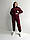 Спортивний костюм жіночий бордовий худі та штани трьохнитка ATTEKS - 01302, фото 2