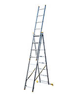 Лестница алюминиевая MASTERTOOL 3-х секционная 3х8 ступеней 5400 мм (79-1308) QT, код: 8216617