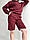 Спортивний костюм жіночий бордовий худі та шорти трьохнитка ATTEKS - 01306, фото 2