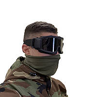 Тактическая ударопрочная маска с тремя сменными линзами 3 мм Черная баллистическая маска Dais QT, код: 8446999