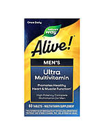 Мультивітаміни та мінерали для чоловіків з натуральних продуктів у таблетках, Alive! Ultra Potency men's, Nature's Way, 60 шт