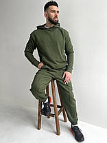 Спортивний костюм чоловічий хакі худі та штани трьохнитка ATTEKS - 01310, фото 2