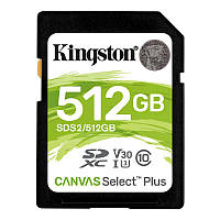 Карта памяти SDXC 512GB UHS-I U3 Class 10 Kingston Canvas Select Plus R100 W85MB s (SDS2 512G QT, код: 6708093