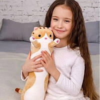 Мягкая плюшевая игрушка Длинный Кот Батон котейка-подушка 50 см. TW-834 Цвет: коричневый