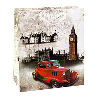 Сумочка подарункова паперова з ручками Gift bag Лондон 21х18х8.5 см (19375) QT, код: 7750657