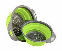 Дуршлаг силиконовый складной Collapsible filter baskets большой + маленький Зеленый (300674) QT, код: 1858688