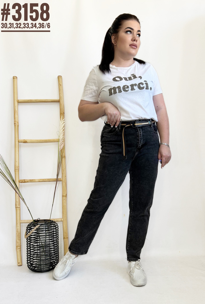 Джинси мом з ременем у комплекті розмірний ряд 30,31,32,33,34,36