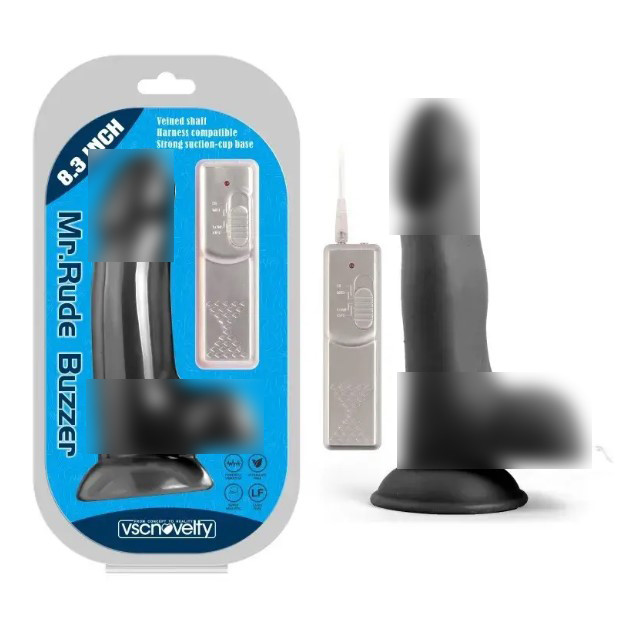 Вібратор на присоску Buzzer Black Mr. Rude 8.3, фото 1