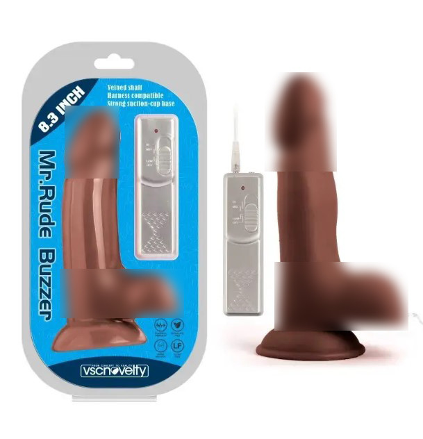 Вібратор на присоску Buzzer Brown Mr. Rude 8.3, фото 1