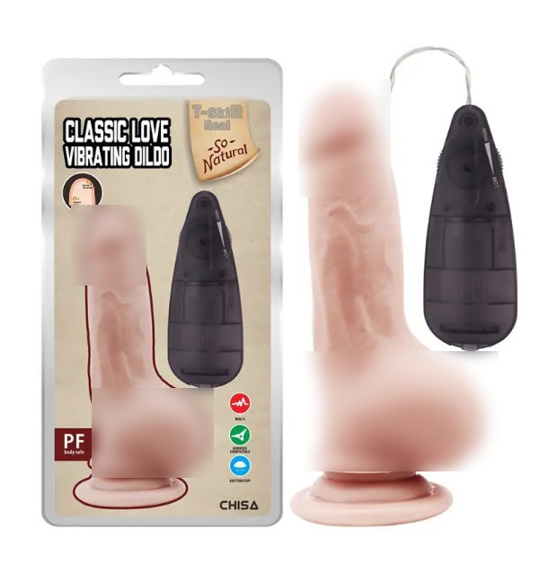 Вібратор тілесний на присоску та пультом Classic Love Vibrating Dildo, фото 1