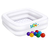 Детский надувной бассейн Bestway 51116-1, белый, 86 х 86 х 25 см, с шариками 10 шт (hub_7odh7 QT, код: 2595771