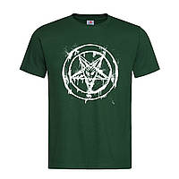 Темно-зеленая мужская/унисекс футболка С принтом пентаграмма (24-3-12-темно-зелений)