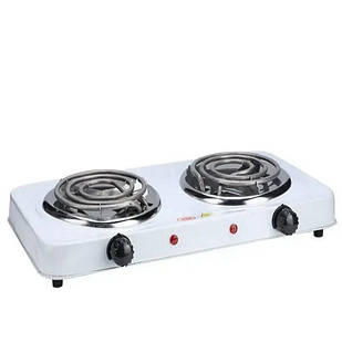 Плита настільна електрична дискова на 2 конфорки 2000W Hot Plate Біла