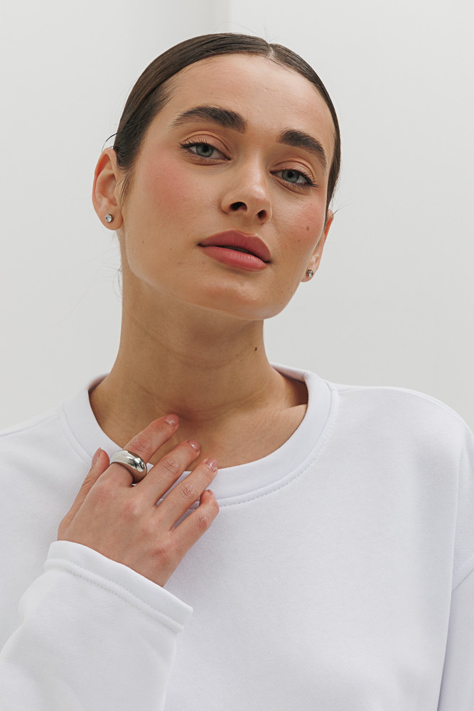 Жіночий світшот oversize без манжет білий (size1)