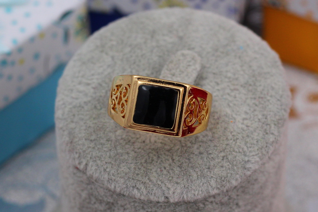 Печатка з медичного золото Xuping Jewelry 19,20,24 чорний квадрат із завитками з боків