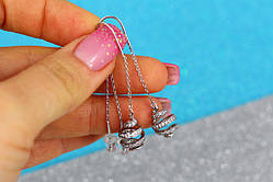 Сережки просунення Xuping Jewelry з кулькою спіраллю 5 см сріблясті