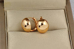 Сережки медичне золото Xuping Jewelry овальні кульки 12 мм