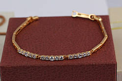 Браслет Xuping Jewelry з трьома ланками по п'ять каменів 19 см 3 мм золотистий