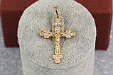 Хрестик Xuping Jewelry трилисниковий з дрібними фіанітами 3 см золотистий, фото 2