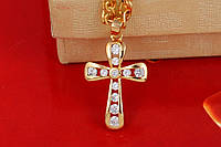 Крестик Xuping Jewelry со вставленными отдельно камнями 2.5 см золотистый