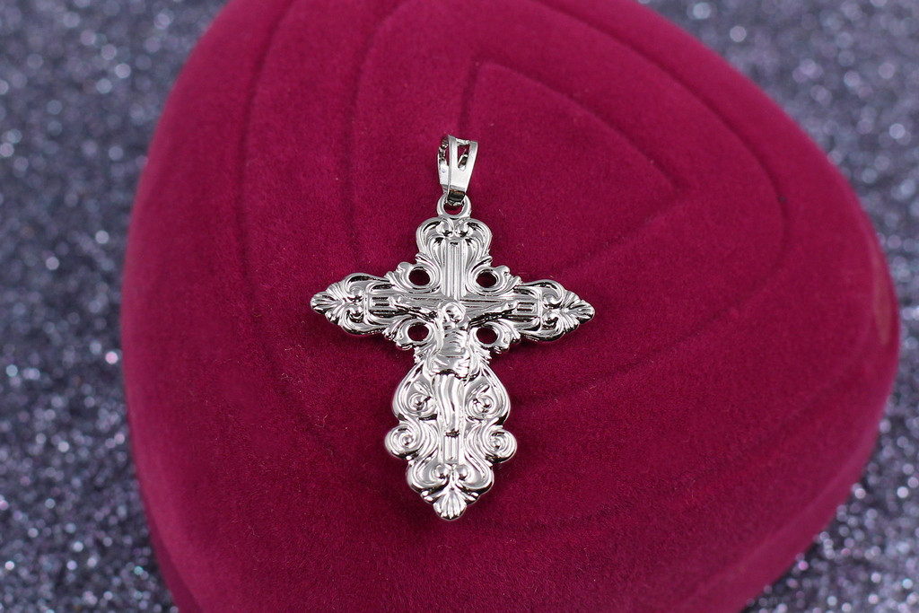 Хрестик Xuping Jewelry краплеподібний 3 см сріблястий