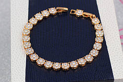 Браслет Xuping Jewelry круглі ланки з камінцями 16 см 7 мм золотистий