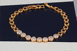 Браслет 18,5см Xuping Jewelry круглі ланки із зірками по центру з камінчиками медичне золото