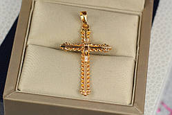 Хрестик Xuping Jewelry тонкий із розп'яттям в оправі пружина 3,7 см золотистий
