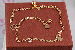 Браслет Xuping Jewelry на ногу квіточок камінчик лови 23 см домішка ланцюга 5 см золотистий