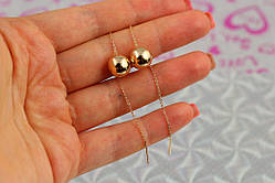 Сережки Xuping Jewelry просунення кульки 10 мм 9 см золотисті