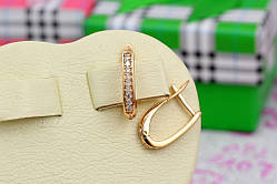 Сережки медичне золото Xuping Jewelry прямокутні доріжки з камінням 1.5 см