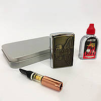 Зажигалка бензиновая в подарочной коробке N6, сувенир зажигалка, зажигалки подарки WE-932 для мужчин