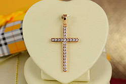 Хрестик Xuping Jewelry камені в окантовці 3 см із фіанітами золотистий