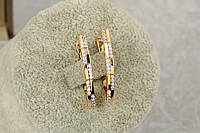 Серьги медзолото Xuping Jewelry дорожка с камешками в шахматном порядке 2.6 см золотистые