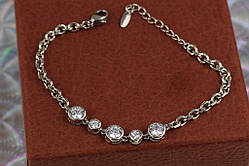 Браслет Xuping Jewelry якірний із білими каменями в обідку 16 см 6 мм сріблястий