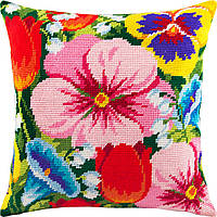 Набір для вишивання декоративної подушки Чарівниця Квіткова клумба 40×40 см V-95 NX, код: 7243050