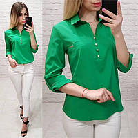Жіноча блуза-сорочка.  Колір зелений.
