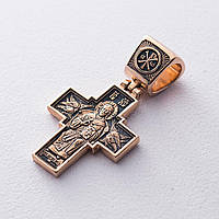 Золотой крест с чернением Спас на престоле. Божия Матерь на престоле п02432 Оникс NX, код: 6731728