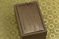 Сережки просувки Xuping Jewelry камінці на ланцюжку 7 см сріблясті