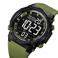 Часы наручные мужские SKMEI 1845AG ARMY GREEN, армейские водостойкие тактические часы. ED-993 Цвет: зеленый