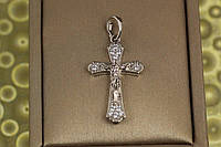 Крестик Xuping Jewelry распятье расширенные края с фианитами 2.7 см серебристый