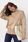 Жіночий светр у техніці тай-дай — світло-коричневий колір, M (є розміри), фото 6