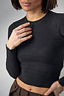 Базовий джемпер приталеного фасону — чорний колір, L (є розміри), фото 4