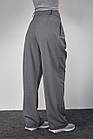 Класичні штани з акцентними ґудзиками на поясі — темно-сірий колір, M (є розміри), фото 2