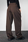 Класичні штани з акцентними ґудзиками на поясі — темно-коричневий колір, L (є розміри), фото 2